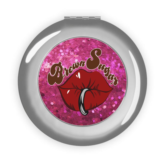 Pink Glitter Compact Mirror