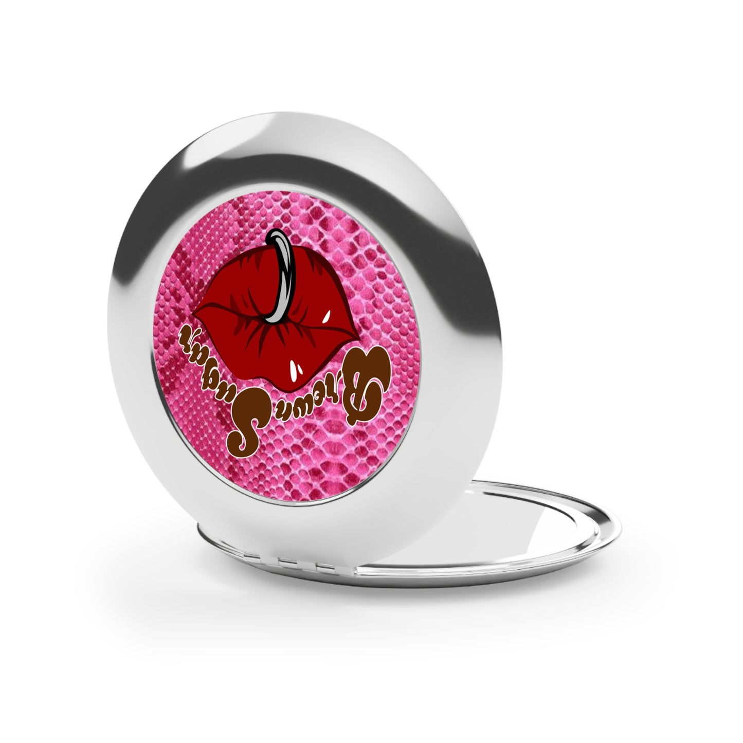 Pink Snakeskin Design Compact Mirror